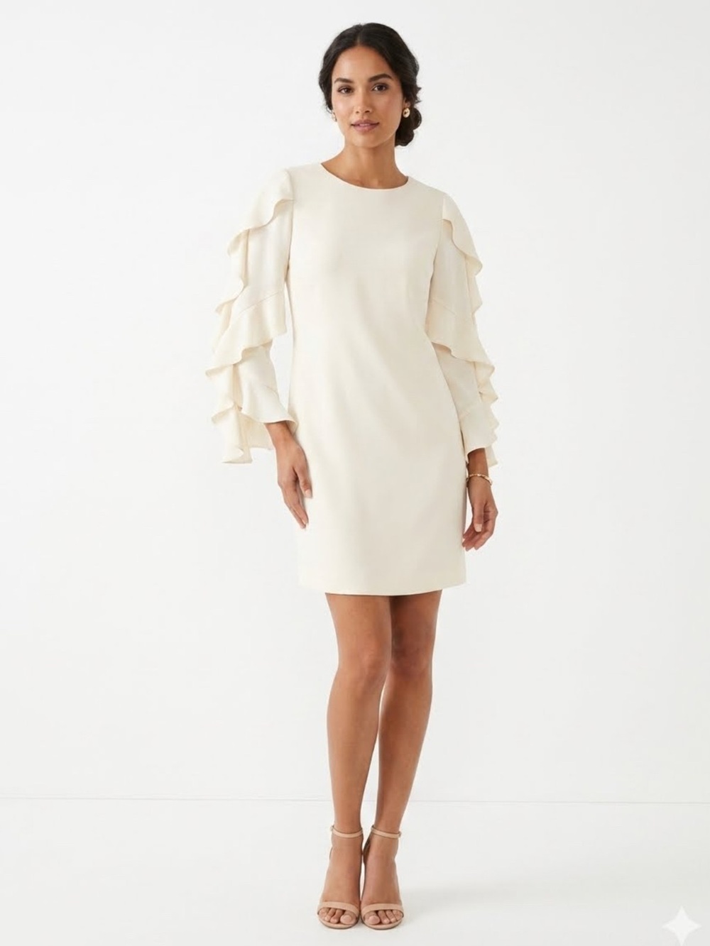 NWT Antonio Melani Bjorn Ruffle Sleeve Sheath Dress Ivory SIZE 6